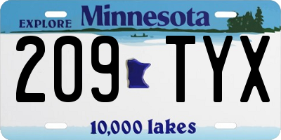 MN license plate 209TYX