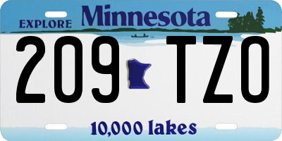 MN license plate 209TZO