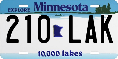 MN license plate 210LAK