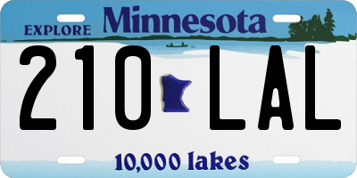 MN license plate 210LAL