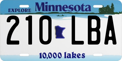 MN license plate 210LBA