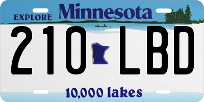 MN license plate 210LBD
