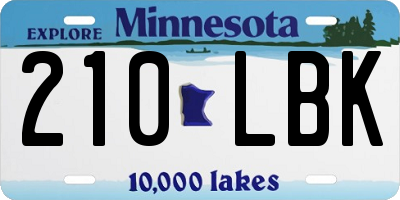 MN license plate 210LBK