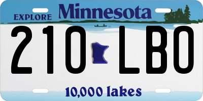 MN license plate 210LBO