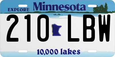 MN license plate 210LBW