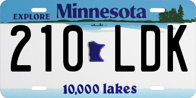 MN license plate 210LDK