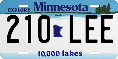 MN license plate 210LEE