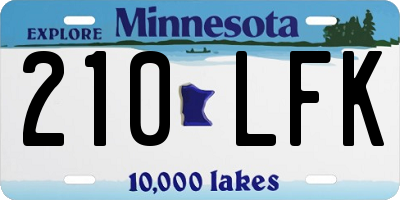 MN license plate 210LFK