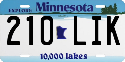 MN license plate 210LIK