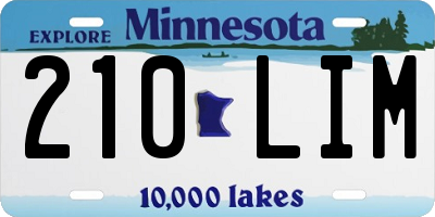 MN license plate 210LIM