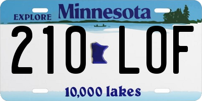 MN license plate 210LOF