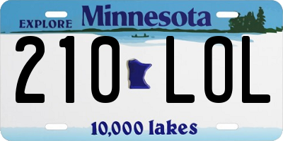 MN license plate 210LOL
