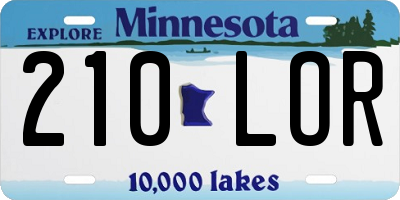 MN license plate 210LOR