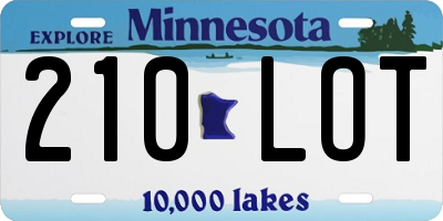 MN license plate 210LOT