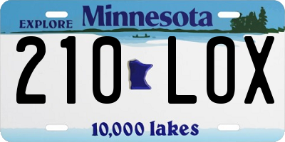 MN license plate 210LOX