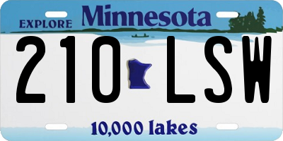 MN license plate 210LSW