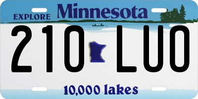 MN license plate 210LUO