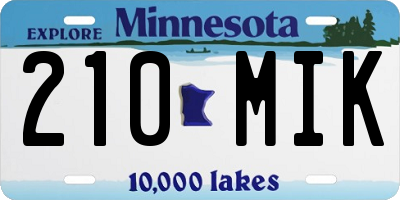 MN license plate 210MIK