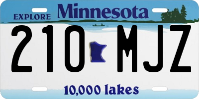 MN license plate 210MJZ
