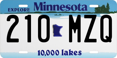 MN license plate 210MZQ