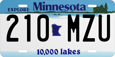 MN license plate 210MZU