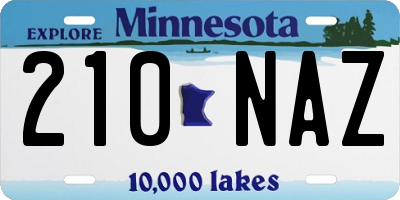 MN license plate 210NAZ