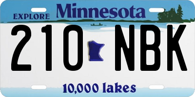 MN license plate 210NBK
