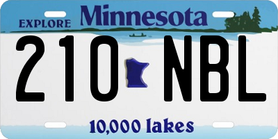 MN license plate 210NBL