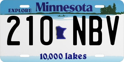 MN license plate 210NBV