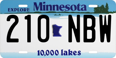 MN license plate 210NBW