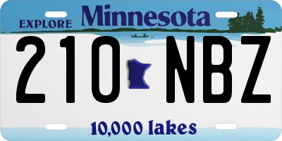 MN license plate 210NBZ