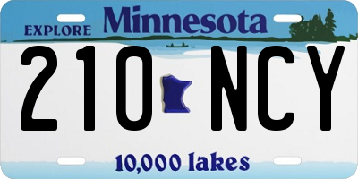 MN license plate 210NCY