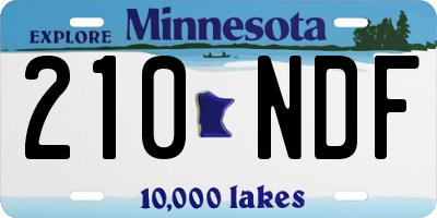 MN license plate 210NDF
