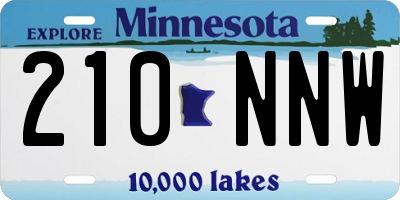 MN license plate 210NNW
