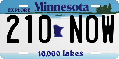 MN license plate 210NOW