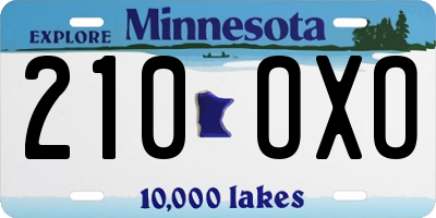 MN license plate 210OXO