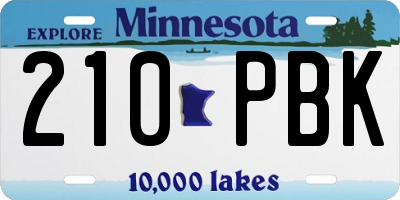 MN license plate 210PBK