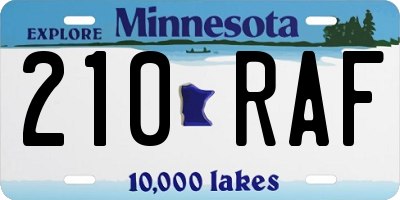 MN license plate 210RAF