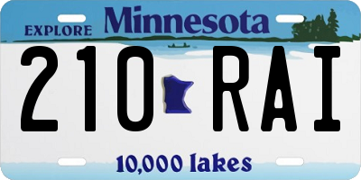MN license plate 210RAI