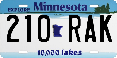 MN license plate 210RAK