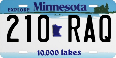 MN license plate 210RAQ