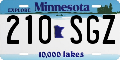 MN license plate 210SGZ