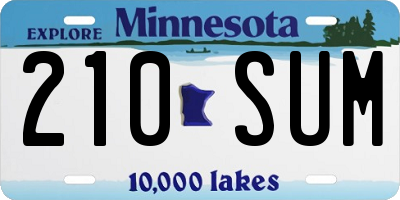 MN license plate 210SUM