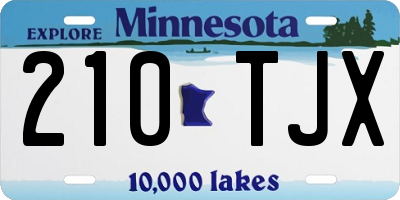 MN license plate 210TJX