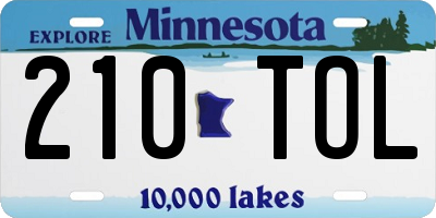 MN license plate 210TOL