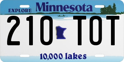 MN license plate 210TOT
