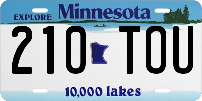 MN license plate 210TOU