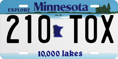 MN license plate 210TOX