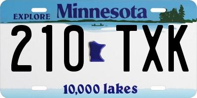 MN license plate 210TXK