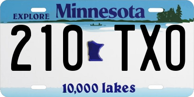 MN license plate 210TXO